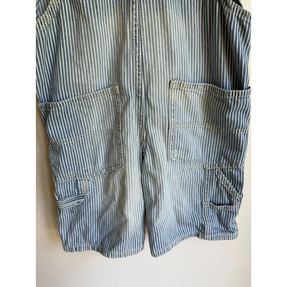 OshKosh Bgosh Kids Hickory Stripe Denim Vestbak Overalls Blue White Shortalls